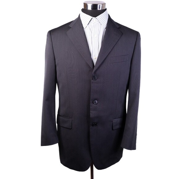 Joseph Abboud Mens Solid 3 Button Blazer Grey Wool Size 40 Regular - Picture 2 of 15